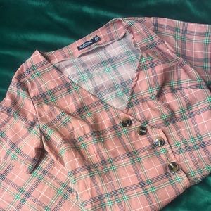 Nastygal pink plaid mini dress